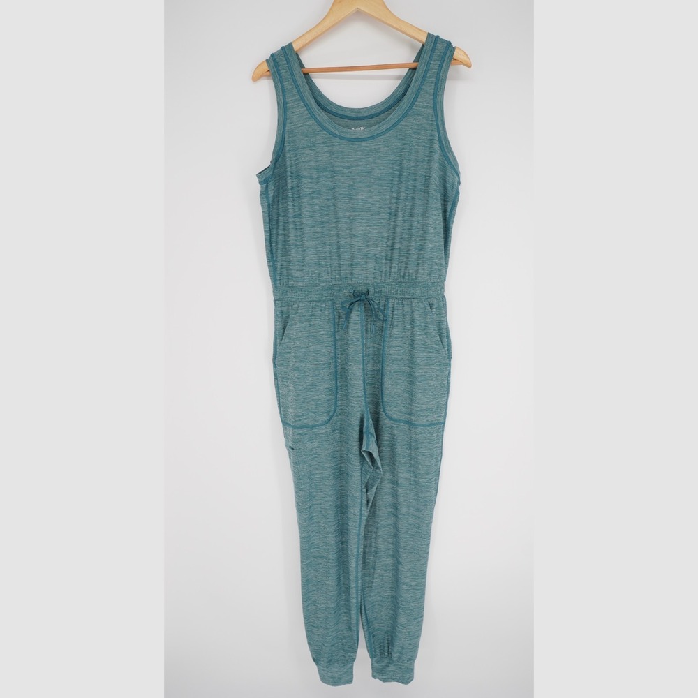 Duluth Trading Armachillo Jogger Jumpsuit  Womens M Blue Stretch Sleeveless - Picture 2 of 16
